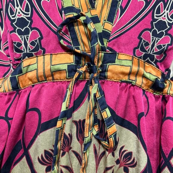 CAbi Womens Chelsea Erte Silk Kimono Tunic Top Blouse Shirt Tie Waist Large - Picture 4 of 11